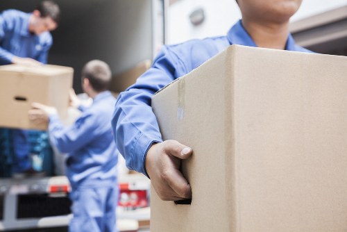 Removal van moving household items during a scheduled booking