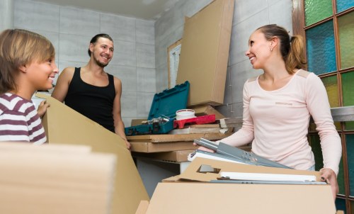 Removal van loading boxes and furniture for a Waterloo move
