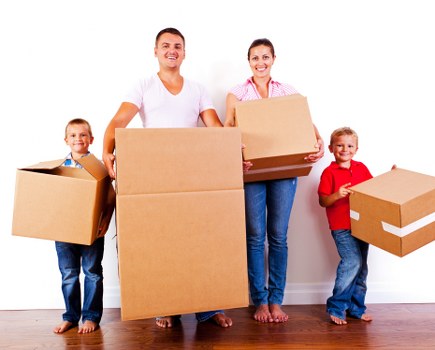 Packing boxes and household items for a Waterloo move