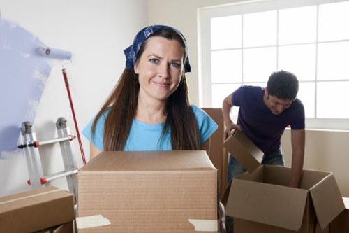 Loading boxes and furniture into a hired removal truck
