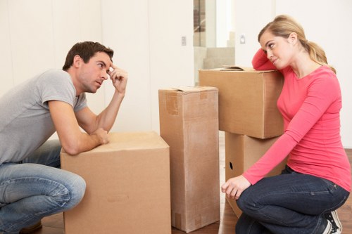 Packed boxes and wrapped furniture ready for house removals